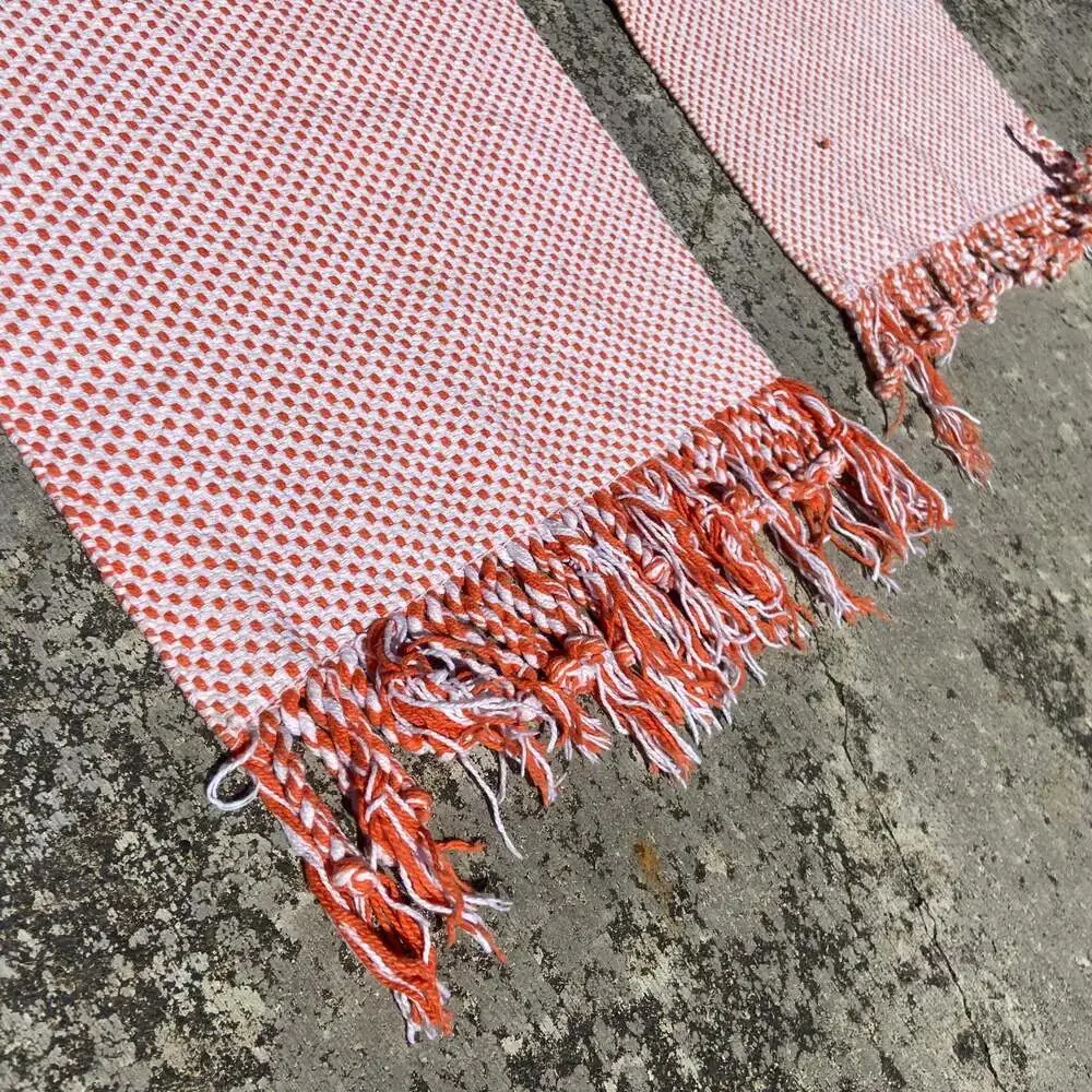 Vintage Orange & White Woven Placemats 2pc